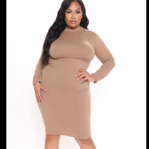 Fashion Nova Feelin It Midi Dress - Taupe